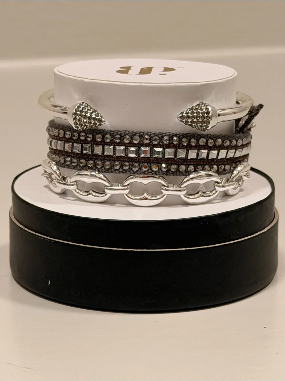 Bomb Party NWT “Neutral Favorites” Grey/Silver Bracelet Set